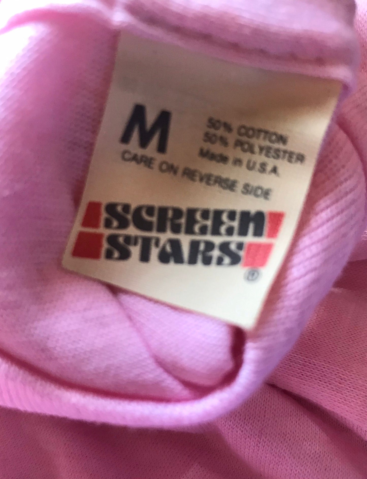 Put something exciting pink Deadstock Screen Stars Cropped T-shirt Single Stitch