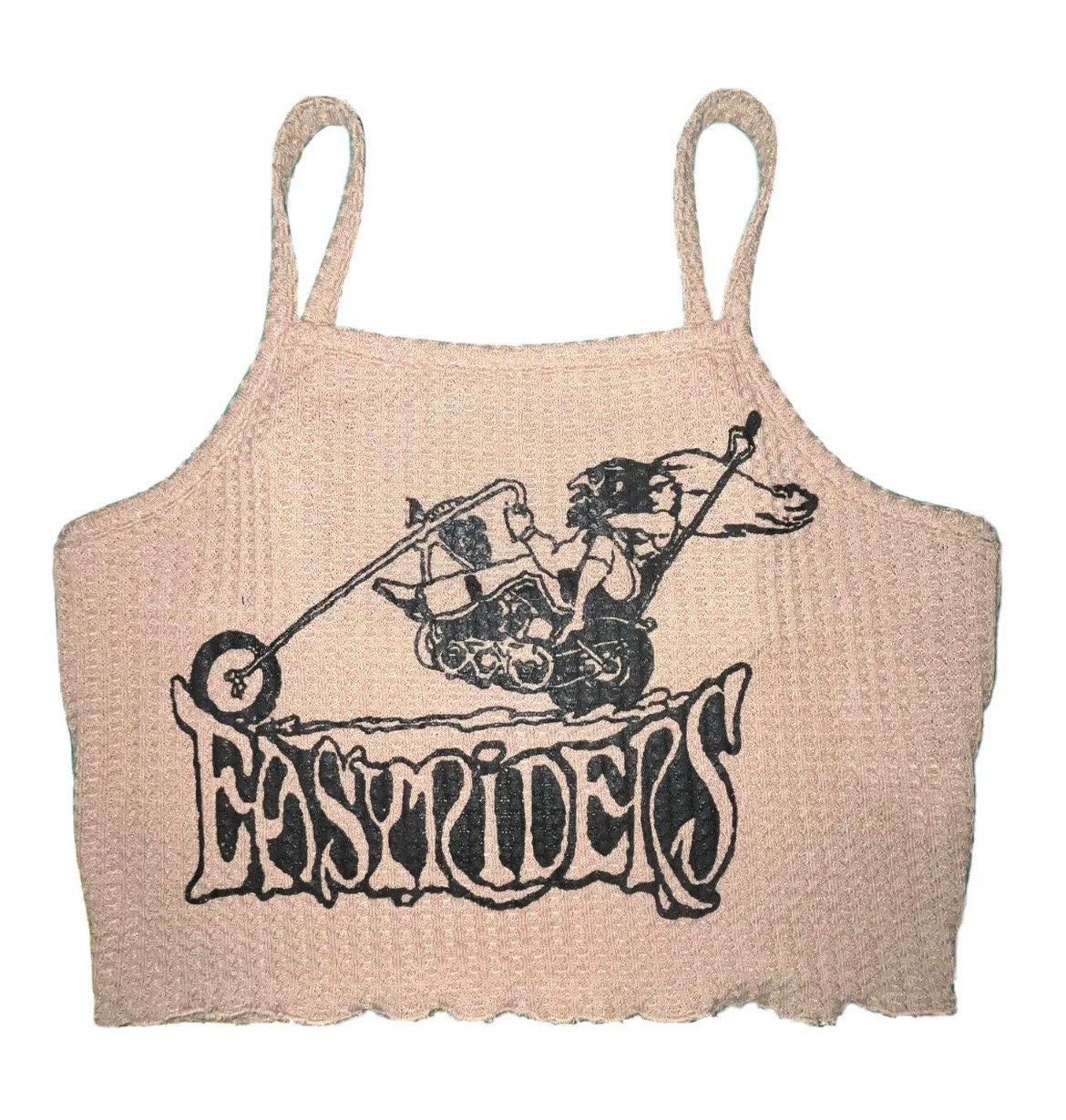 Easyriders Chopper light brown camel waffle Cropped halter Tank Top