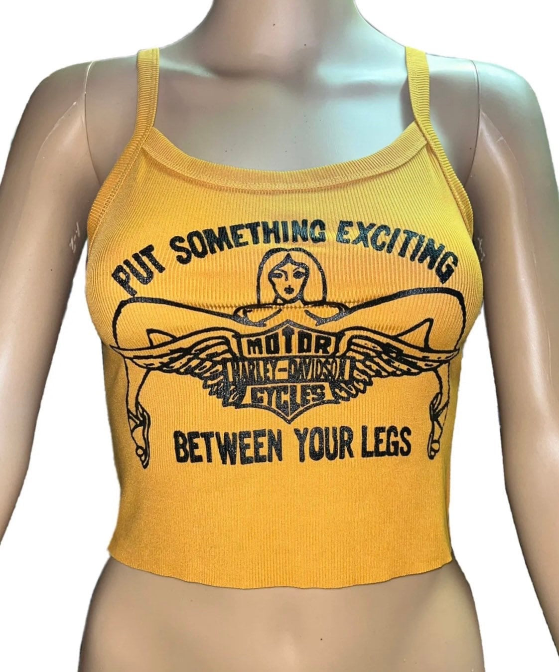 PUT SOMETHING EXCITING BETWEEN YOUR LEGS Ribbed cropped tank top