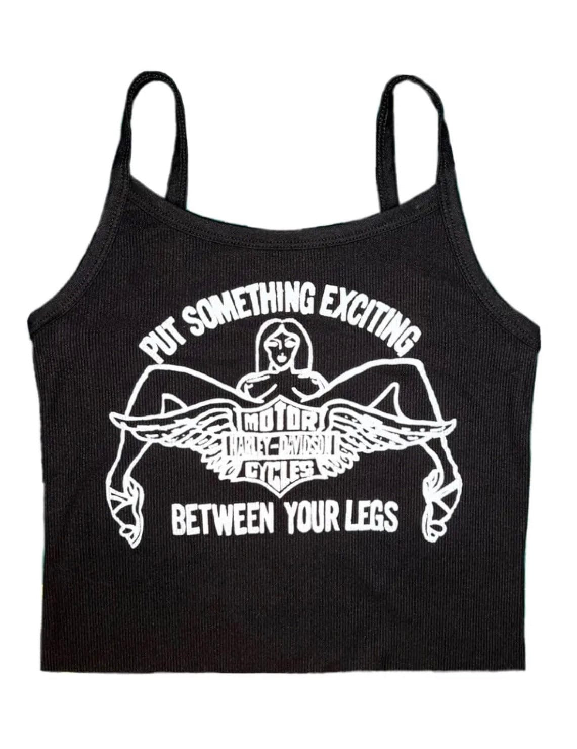 PUT SOMETHING EXCITING BETWEEN YOUR LEGS Ribbed cropped tank top