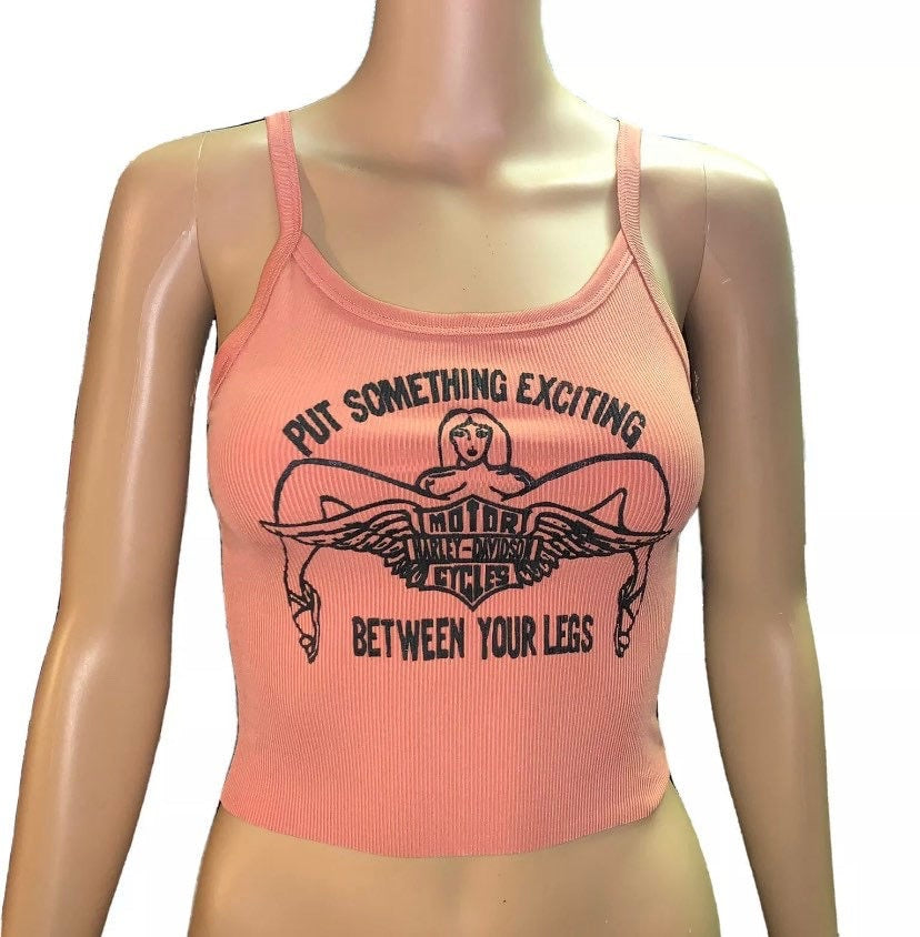 PUT SOMETHING EXCITING BETWEEN YOUR LEGS Ribbed cropped tank top