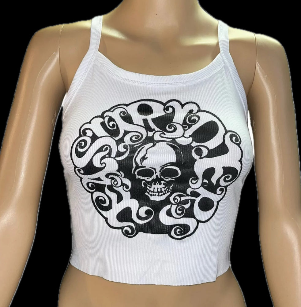 Easyriders chopper motorcycle white ribbed Cropped Tank Top