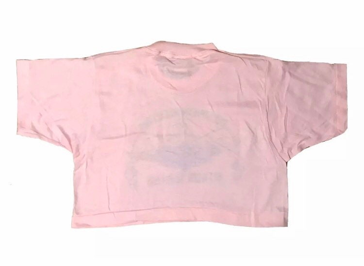 Put something exciting pink Deadstock Screen Stars Cropped T-shirt  Single Stitch