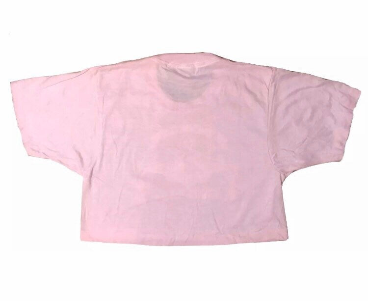 Put something exciting pink Deadstock Screen Stars Cropped T-shirt  Single Stitch