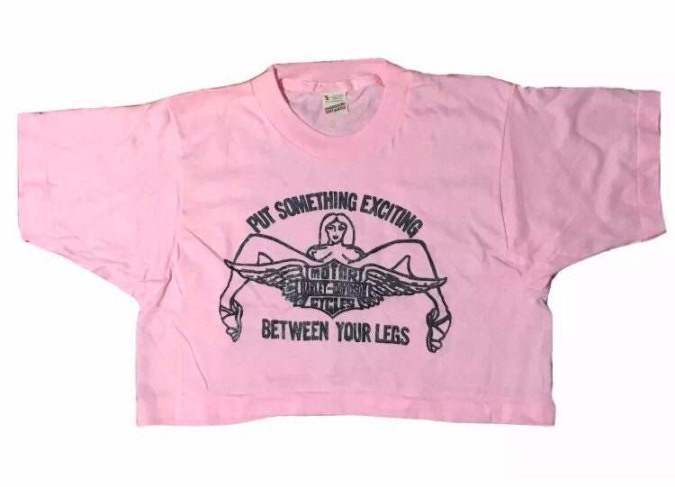 Put something exciting pink Deadstock Screen Stars Cropped T-shirt  Single Stitch