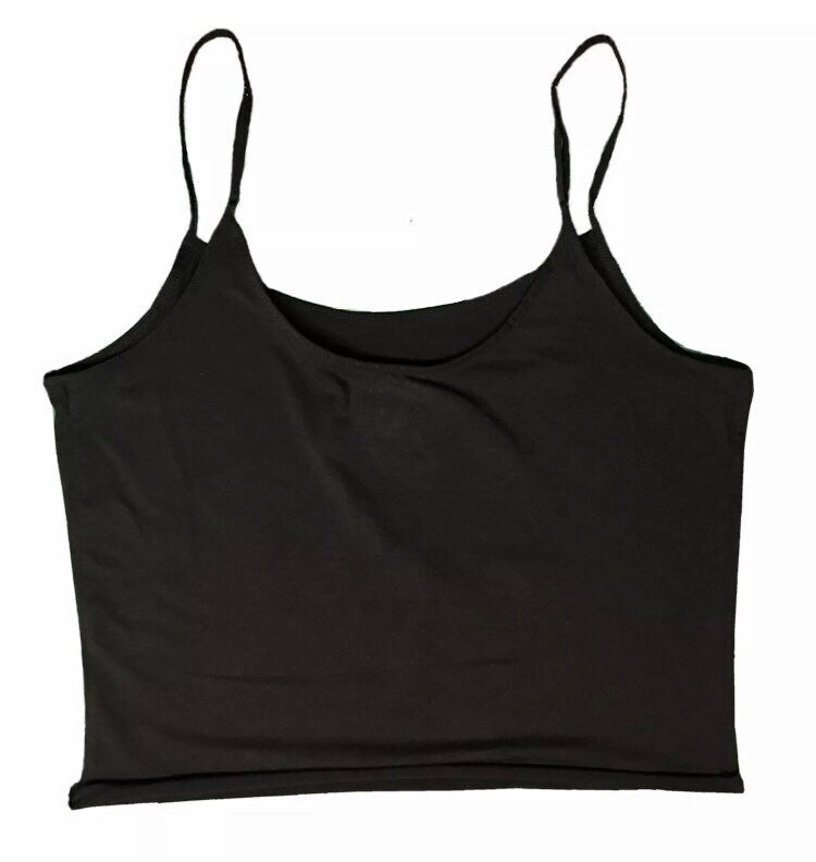 Black cropped tank top with a vintage Harley Davidson print Love