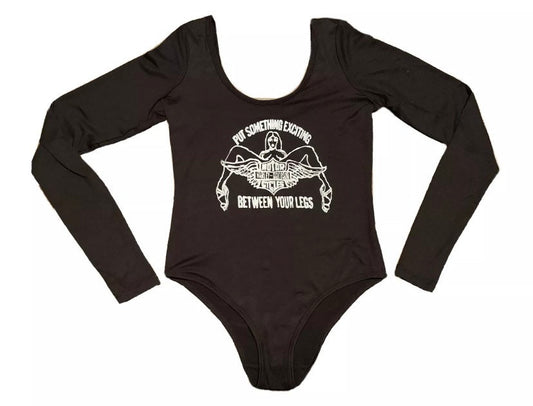 Small Classic Harley Davidson Print On Vintage Style BodySuit Shirt Black