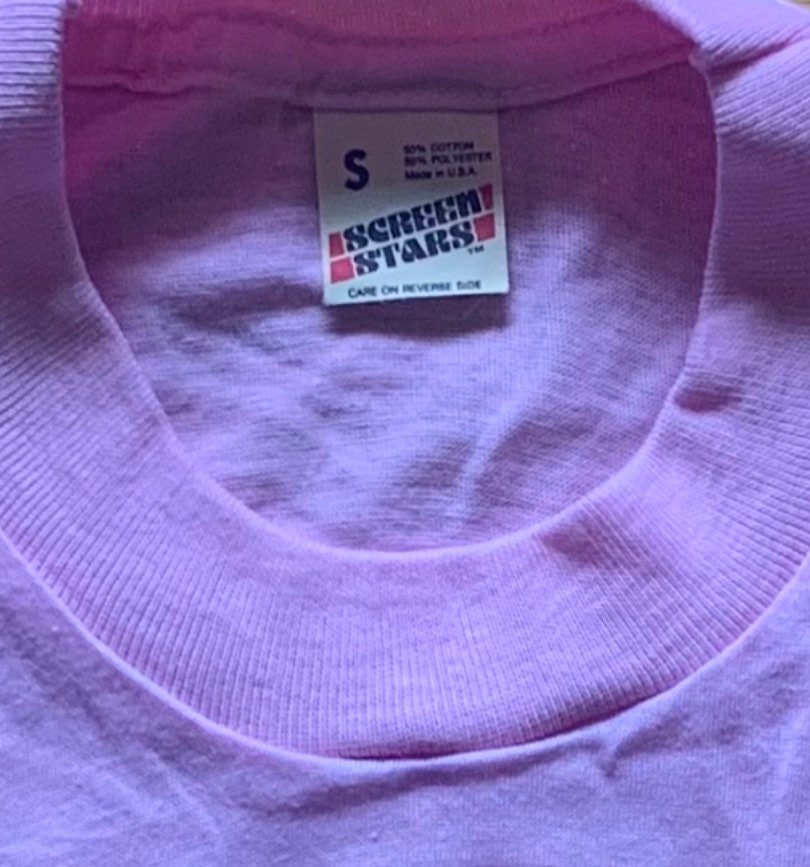 Put something exciting pink Deadstock Screen Stars Cropped T-shirt  Single Stitch