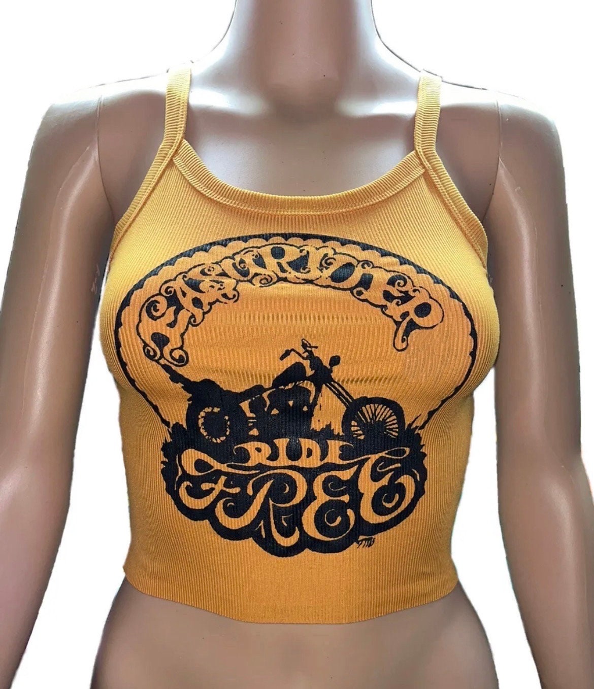 Easyriders mustard yellow ribbed Cropped Tank crop Top