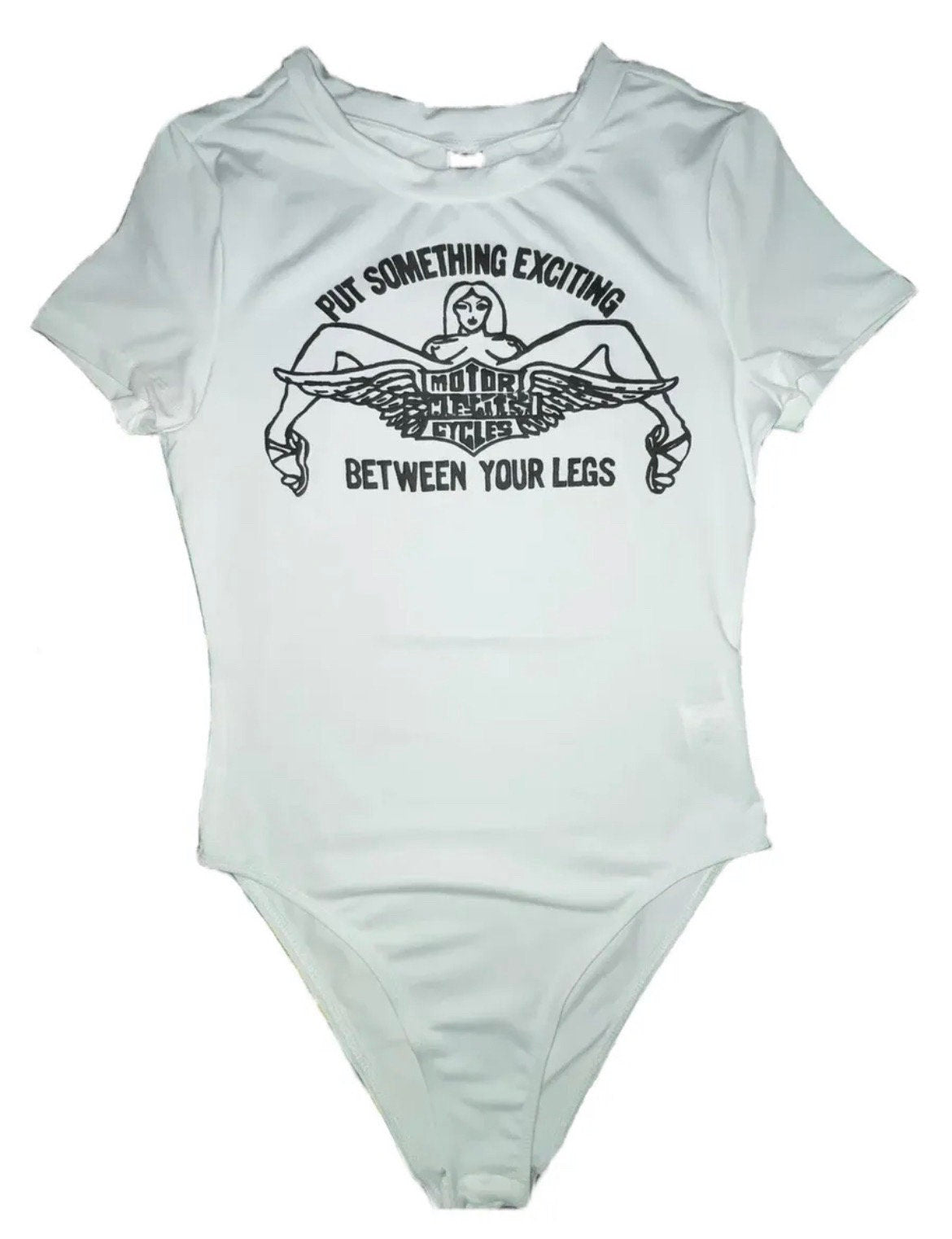 Classic vintage style Harley Davidson exciting Print on white T-shirt bodysuit